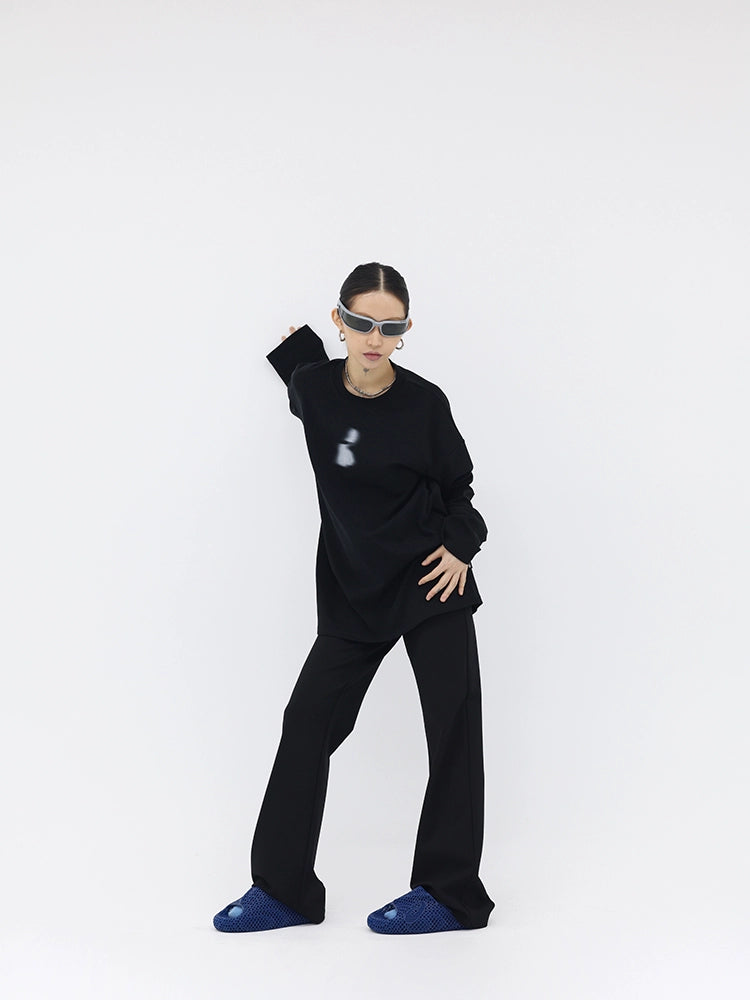 FUZZYKON Simple Casual Straight-leg Pants