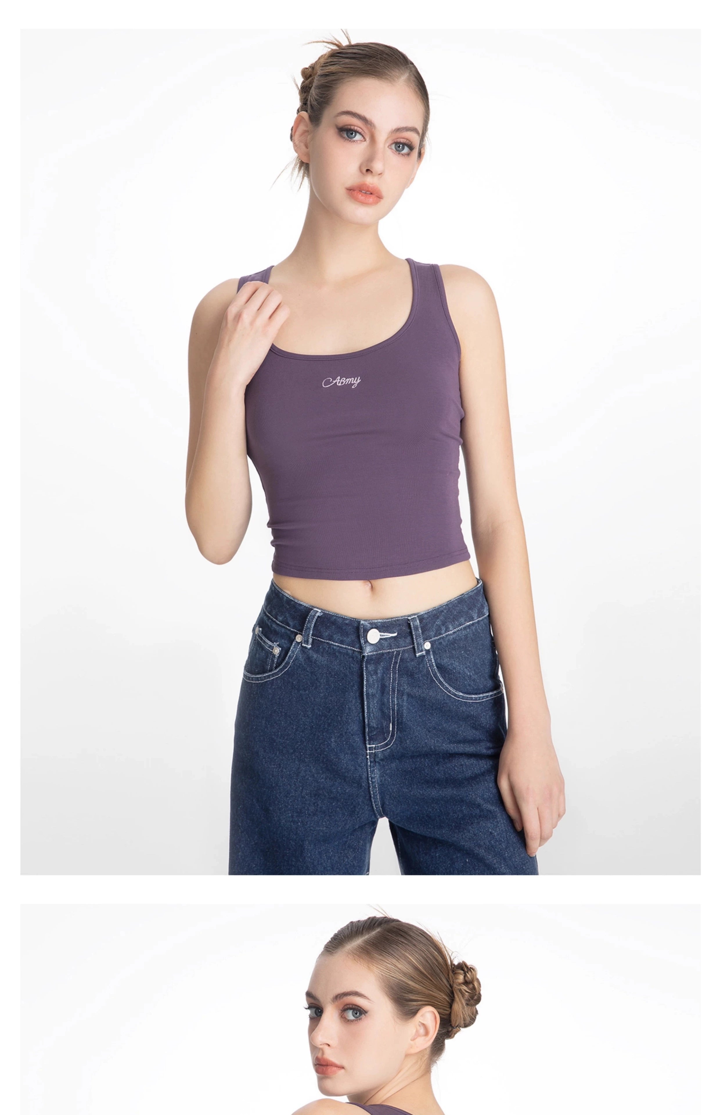 ABMY Knitted U-neck I-shaped Sling Vest