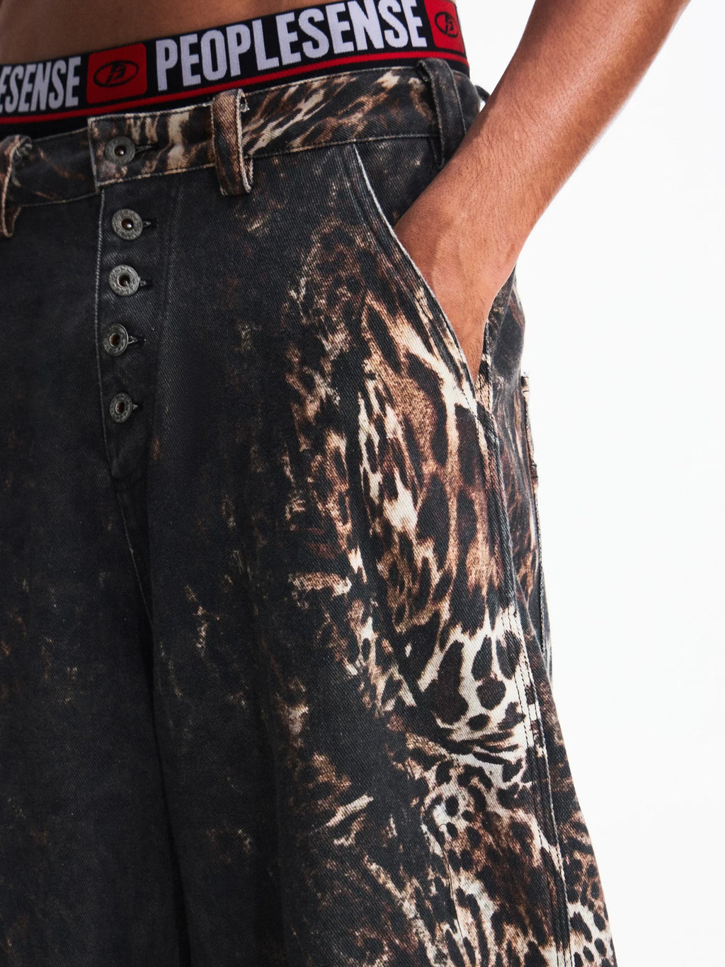 PEOPLESENSE Digital Full Print Leopard Jeans