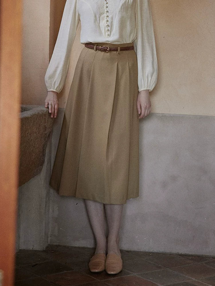 Cpaia Drape Lazy Retro High Waist Skirt