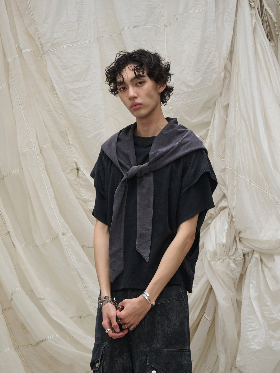 RELABEL Short Width Removable Large Hood Casual Short Sleeve