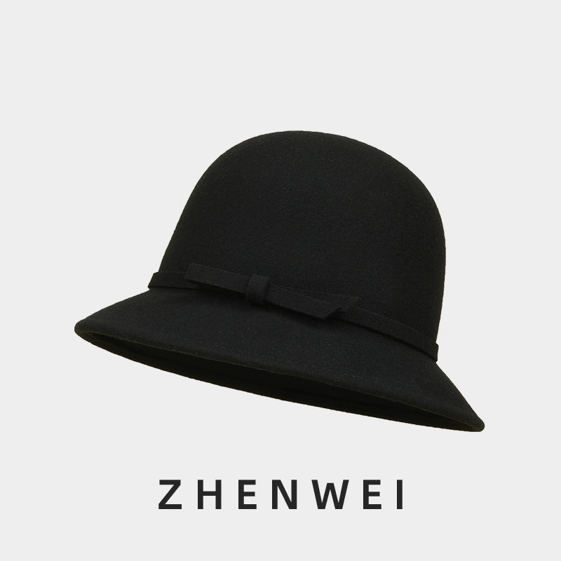 ZHENWEI Big Head Circumference Flat Top Woolen Pot Hat