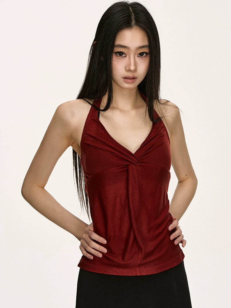 Anna Aneae V-neck Halter Neck Sling Vest