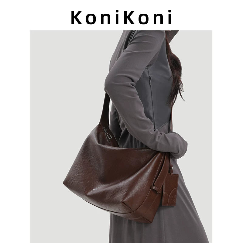 KoniKoni Leather Large Capacity Messenger Bag