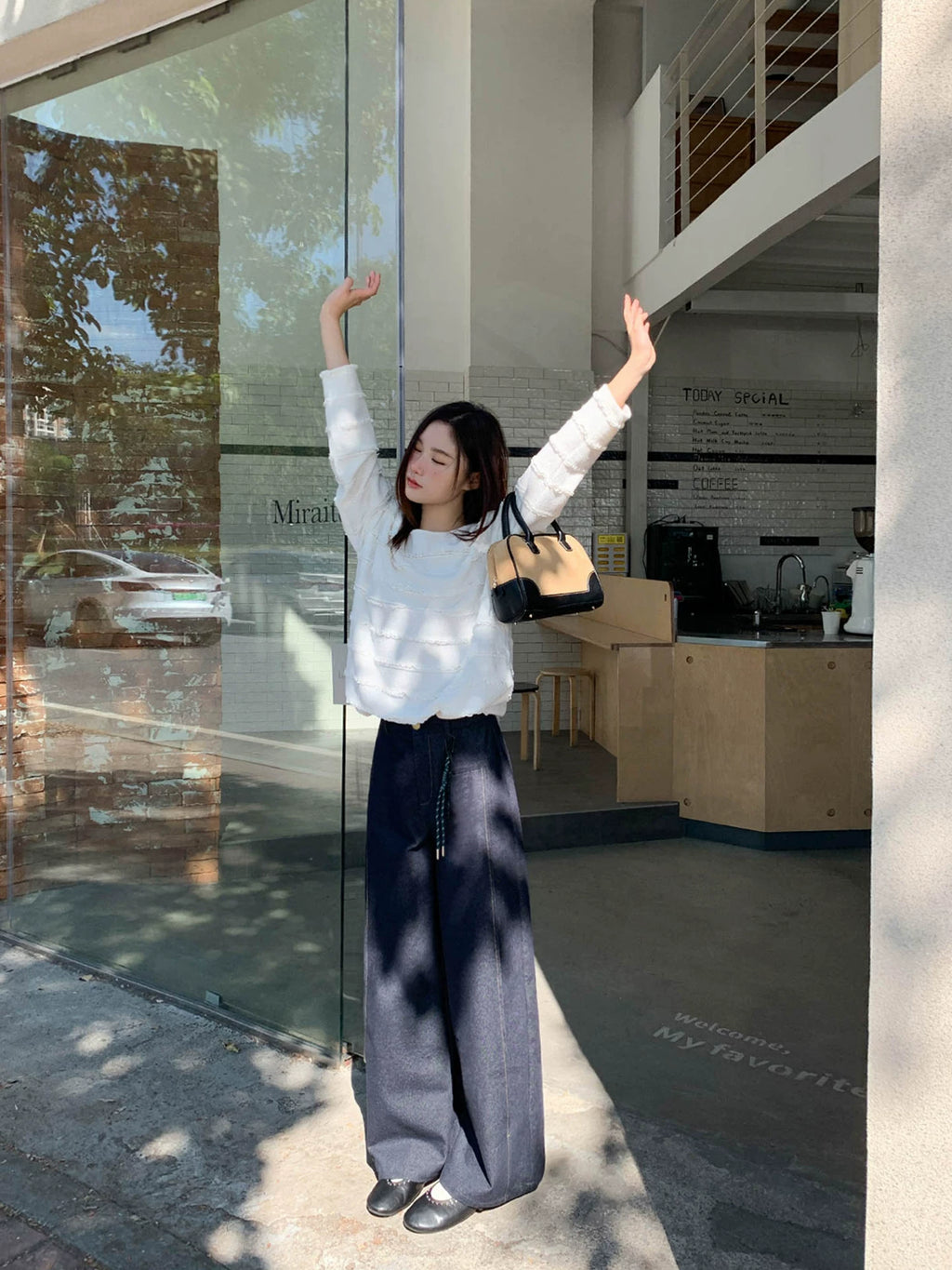 Kano Retro High-waisted Design Wide-leg Pants