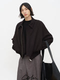 COLN Short Deconstructed Loose Zipper Jacket