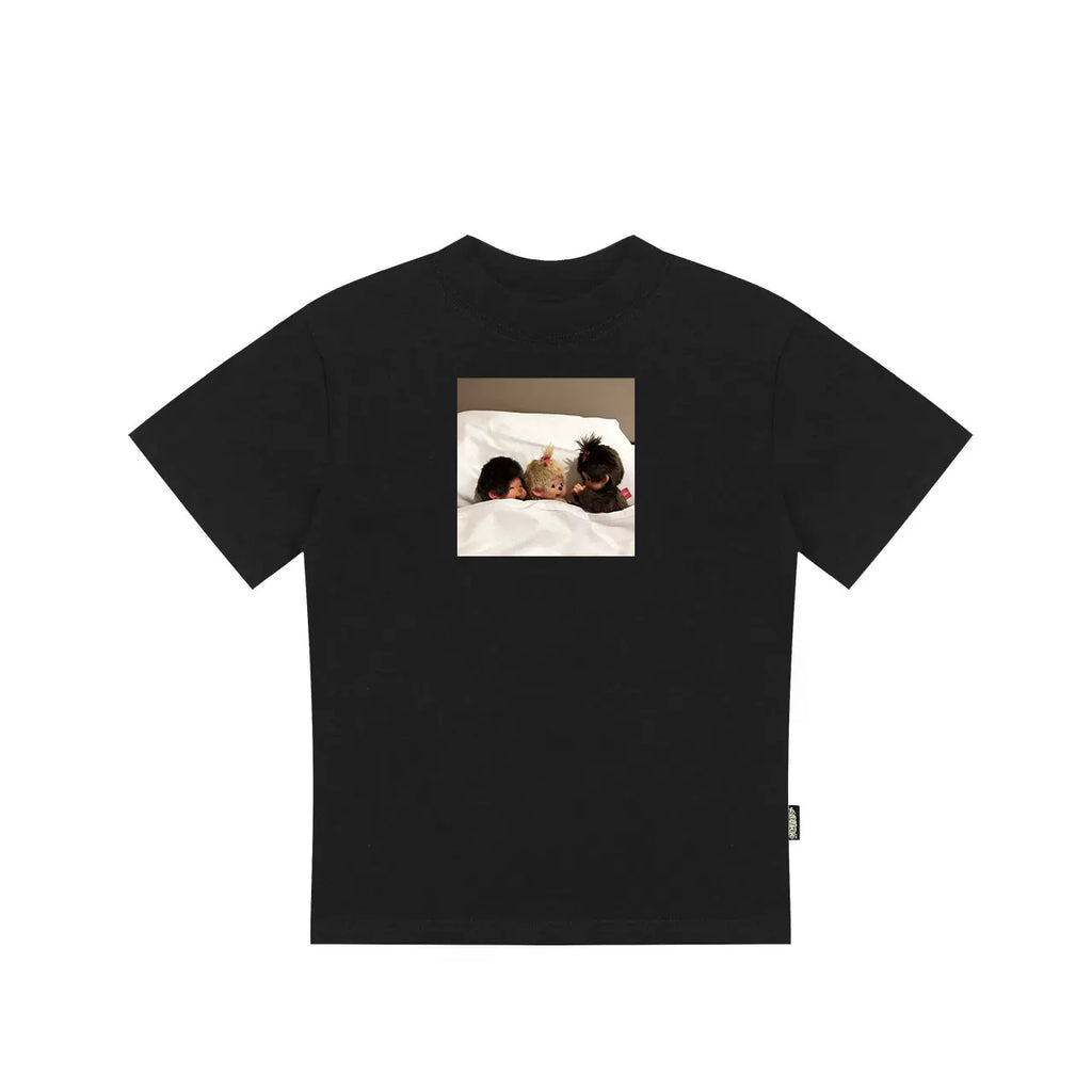 MMBBT Cartoon Printed Front Shoulder Loose Versatile Tee