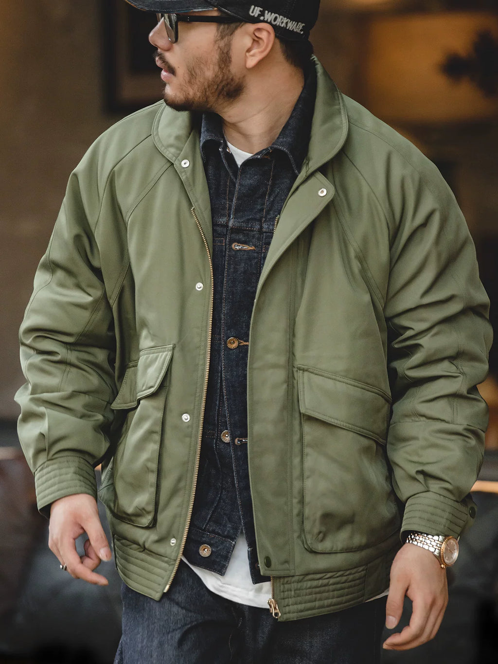 Madden Vintage Thickened Bomber Army Cotton Jacket