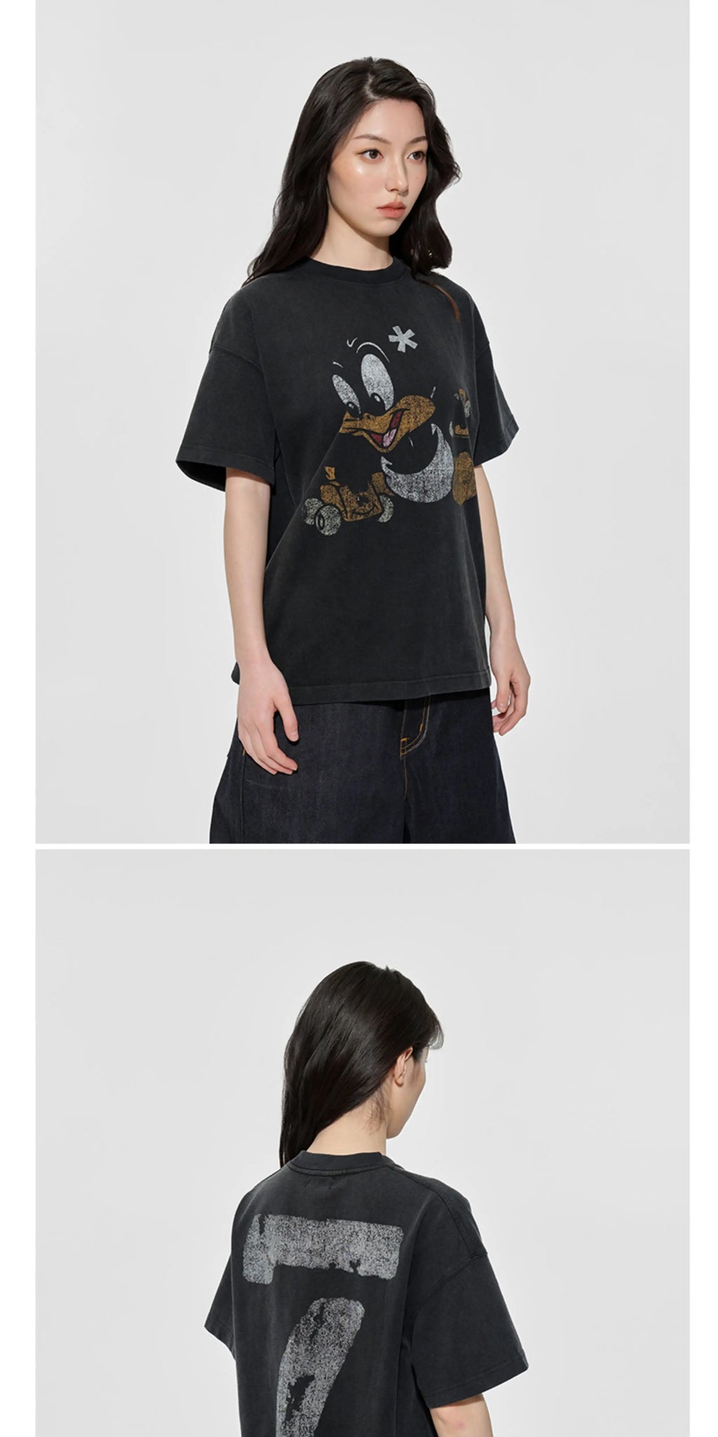 VULCAN Old Childlike Duck Printing Loose TEE