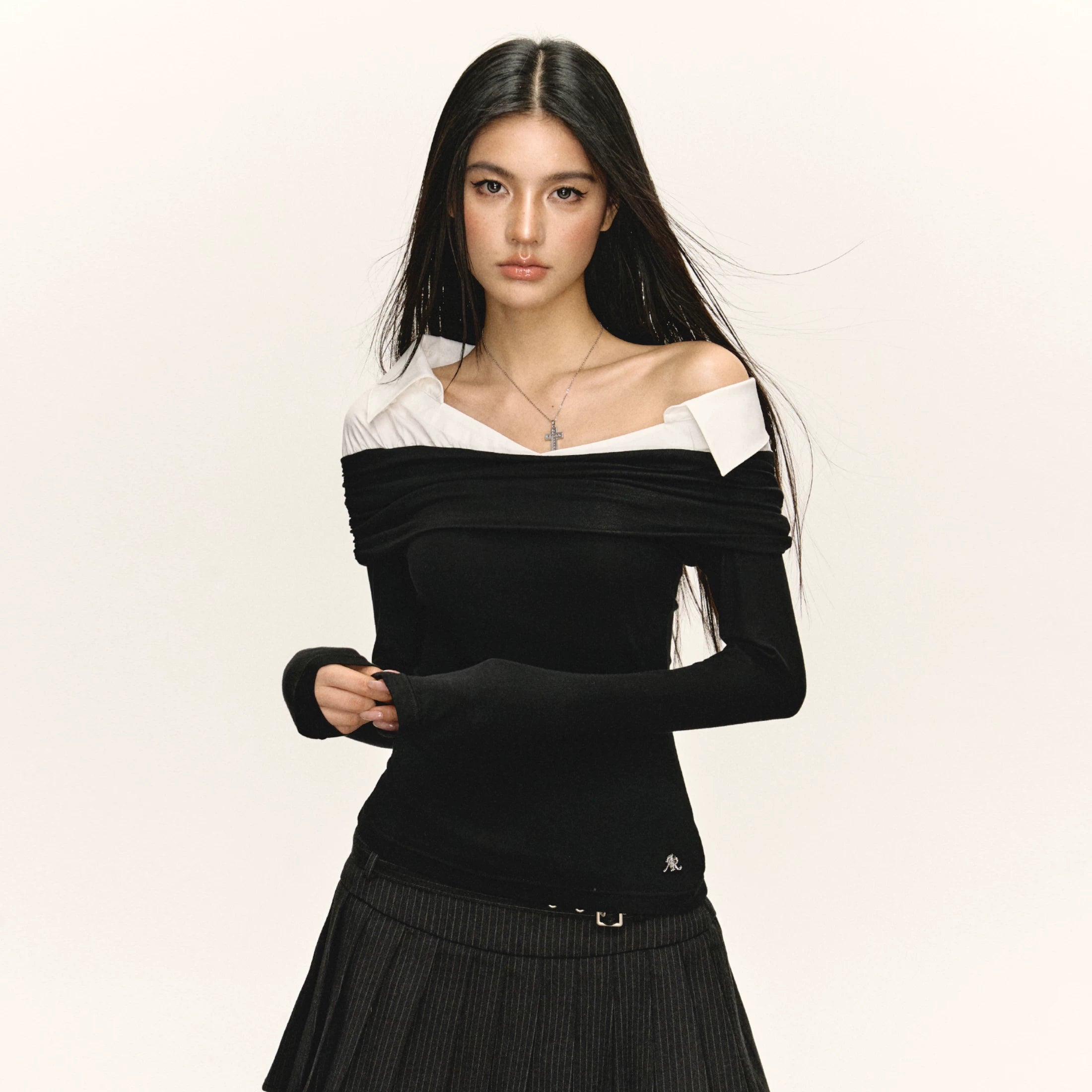 Ariseism Vintage Slim Fake Two-piece Long Sleeve
