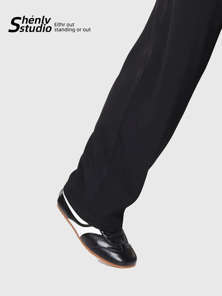 SHENLV STUDIO Minimalist Lazy Square Head Flat Leather Shoes