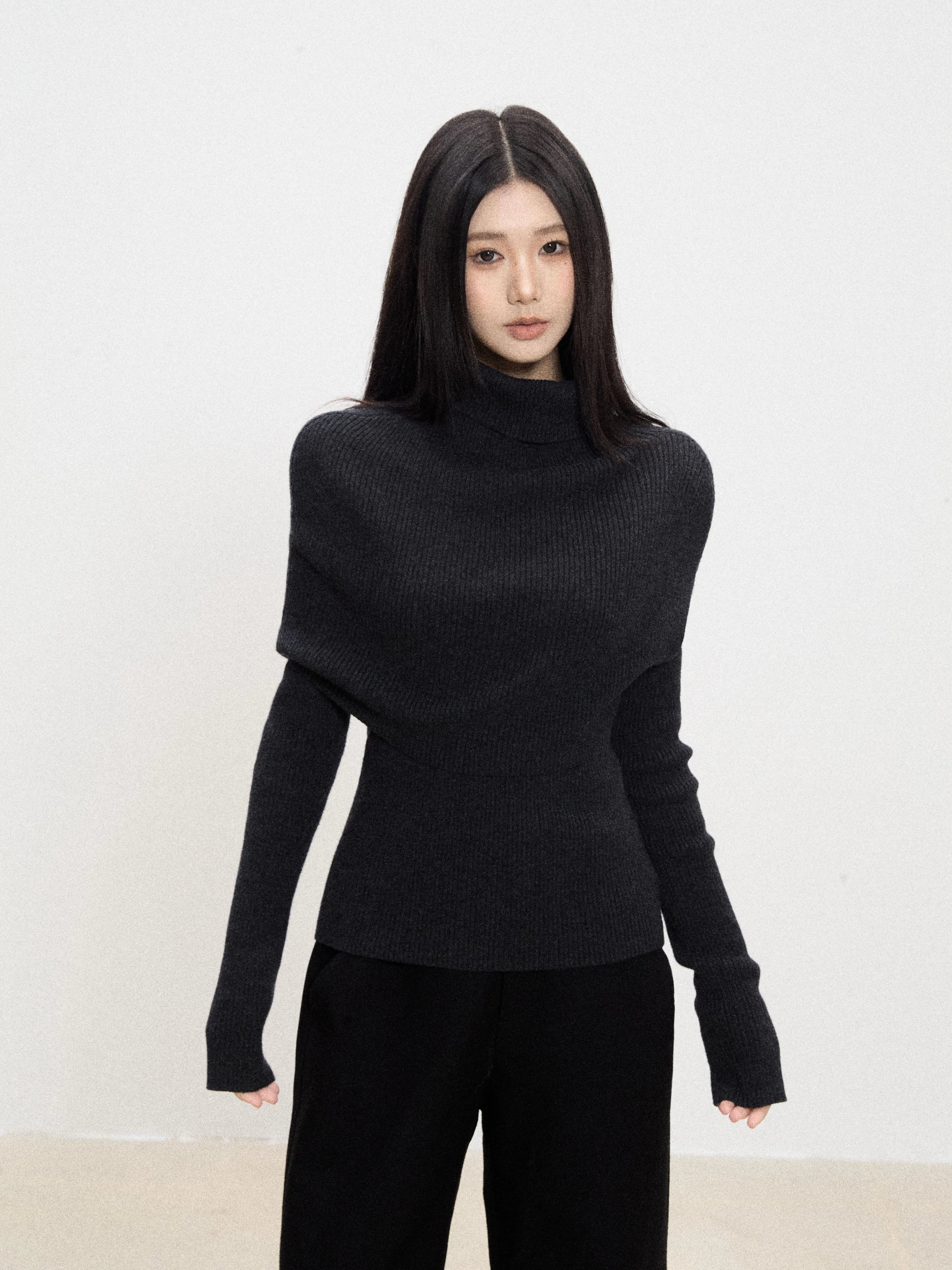 WITHMIN Slim and Thin Bottom Knitted Long Sleeves