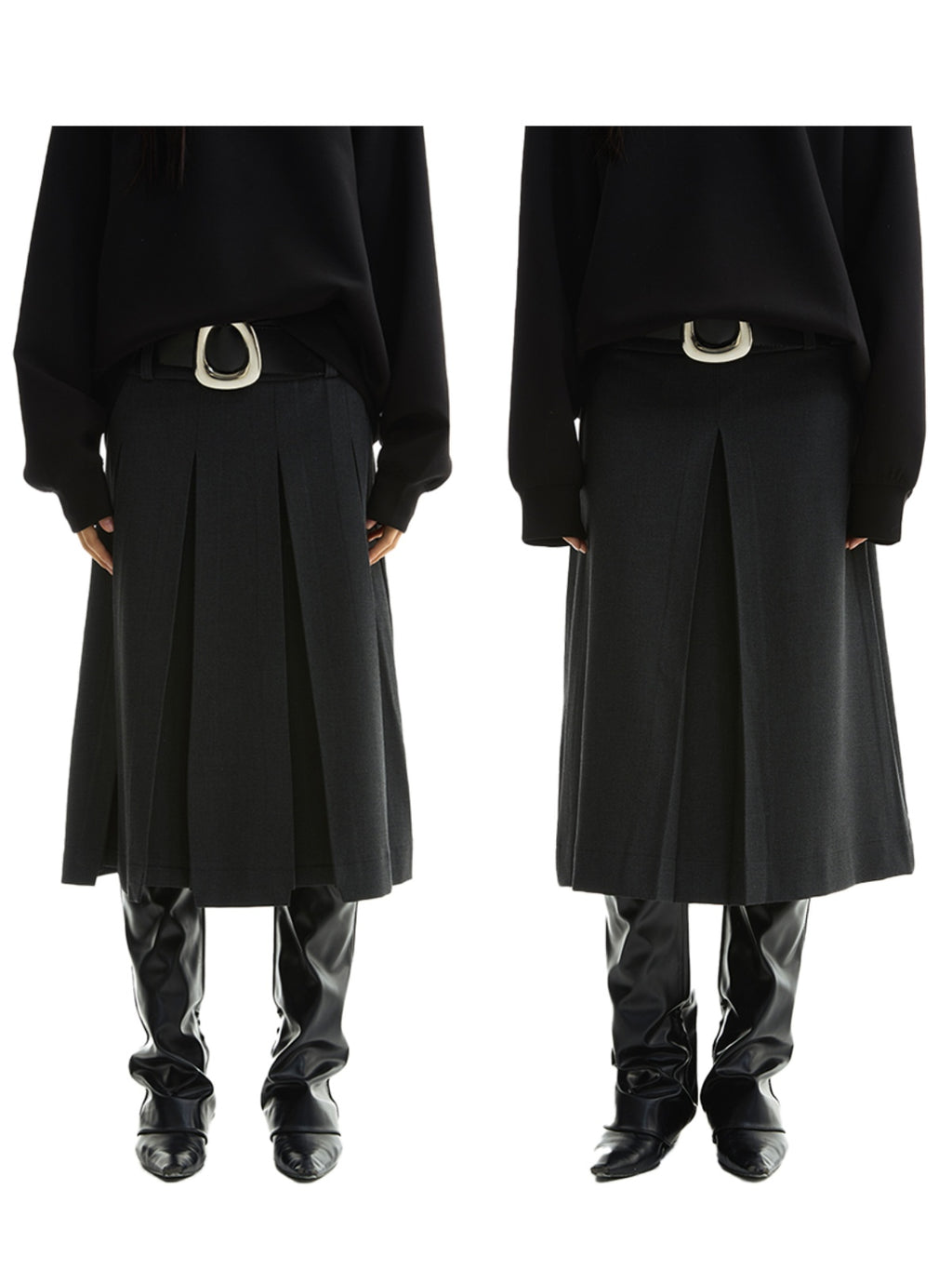 FUNKYFUN Two Wear Irregular Pleated Suit Skirts