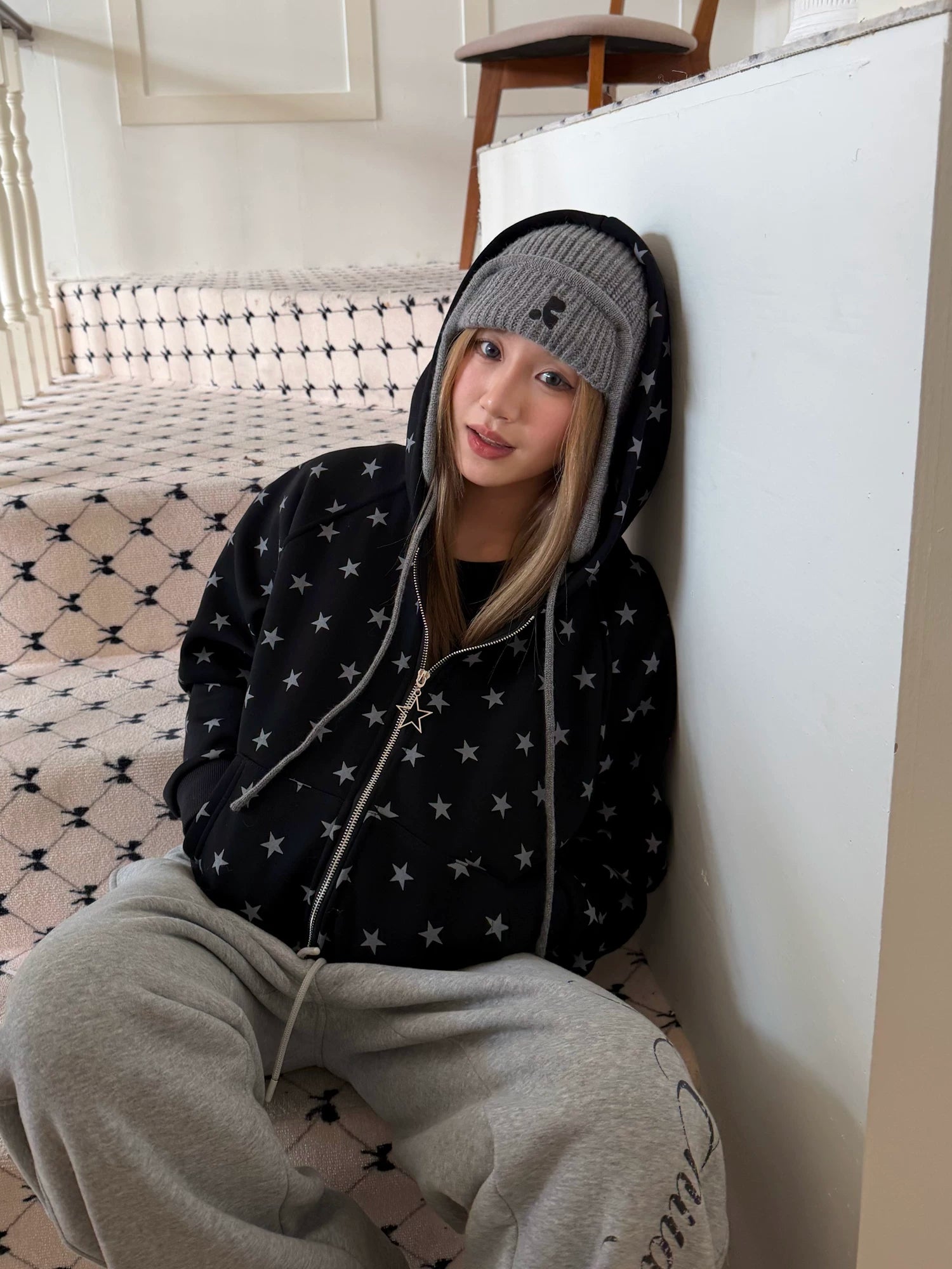 CCYE Star Full Printed Fleece Hooded Shoulder Sweater Jacket