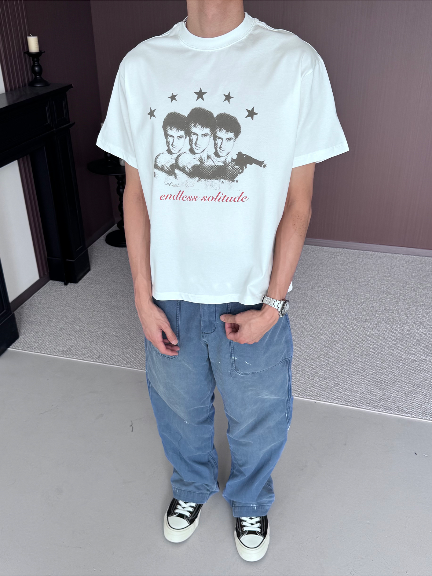 CENSMADE Portrait Old Printed Breathable Tee