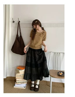 Kano Polka Dot Plaid Cake Skirt