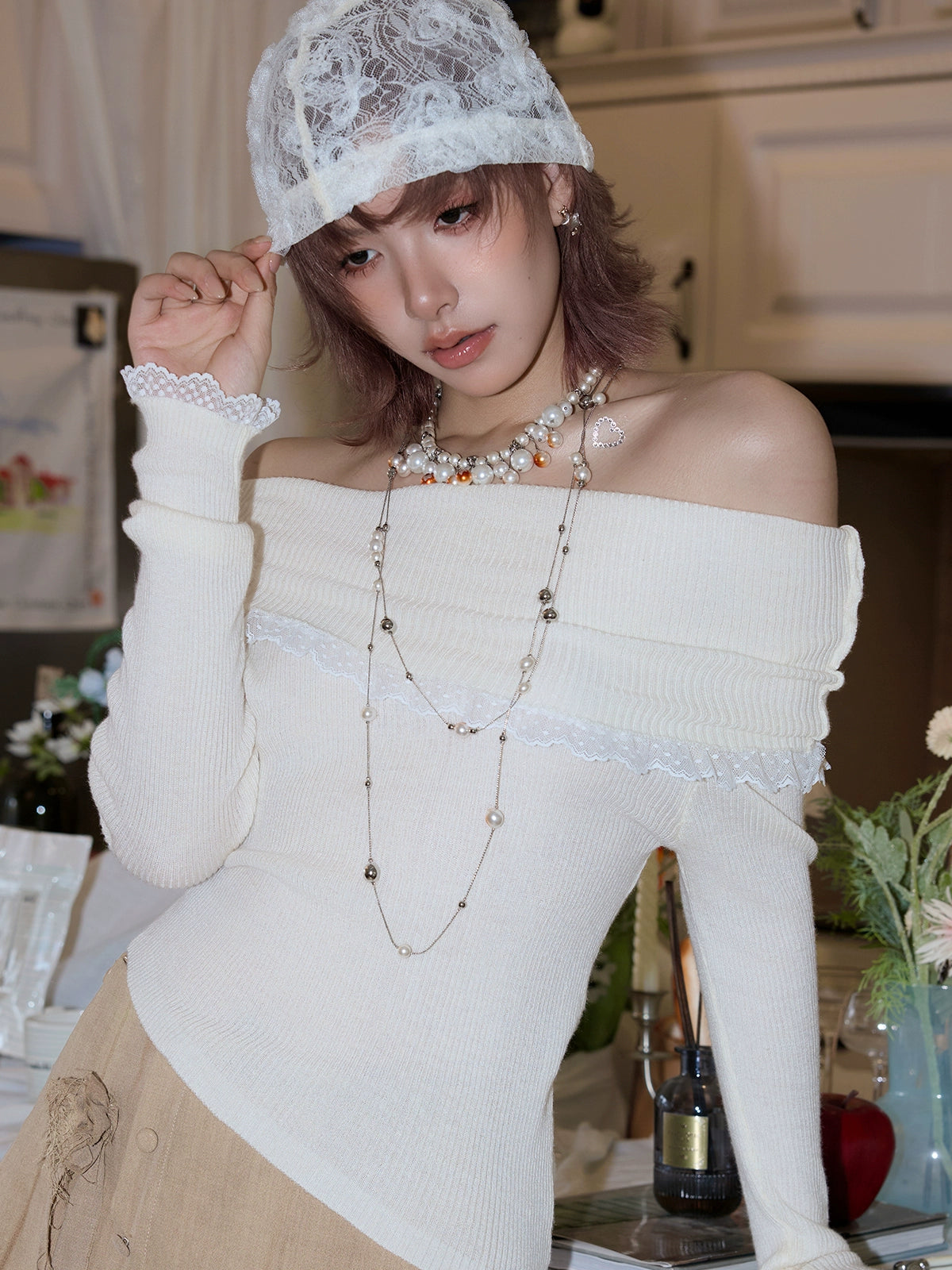 SUMIYAKI Burning Broken Pearl Necklace