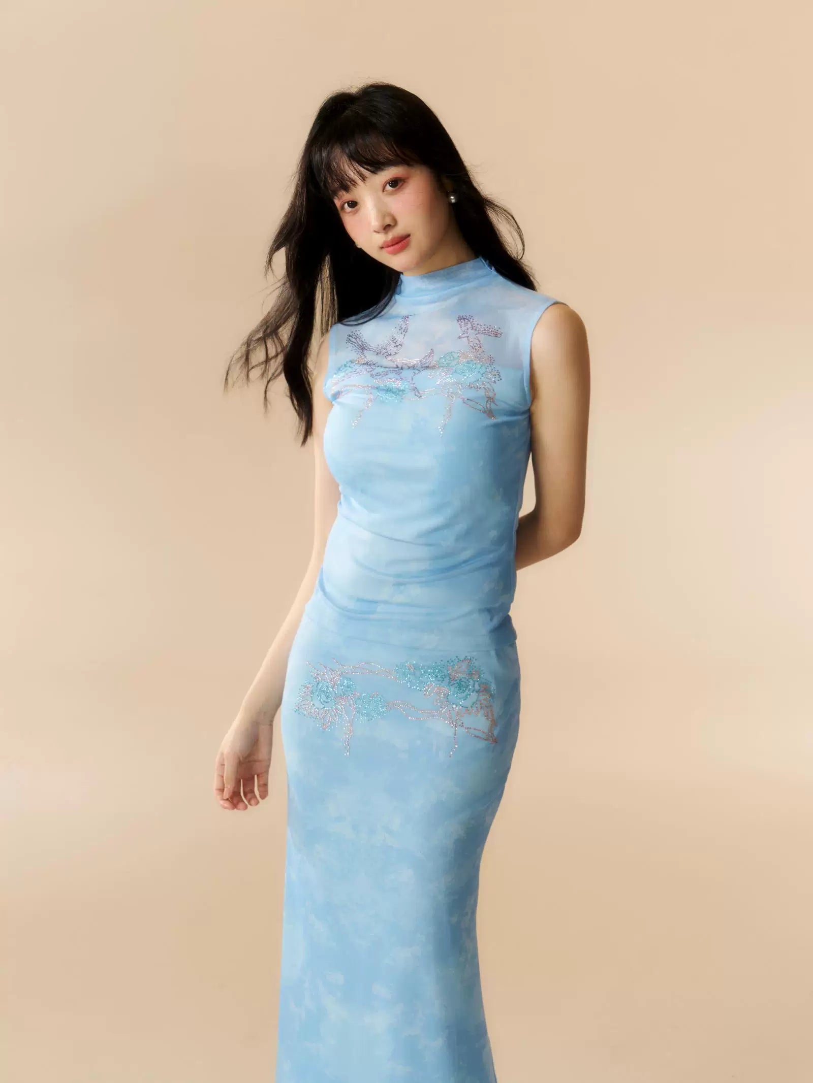 LOUMUTAKU Hot Diamond Mesh Dress