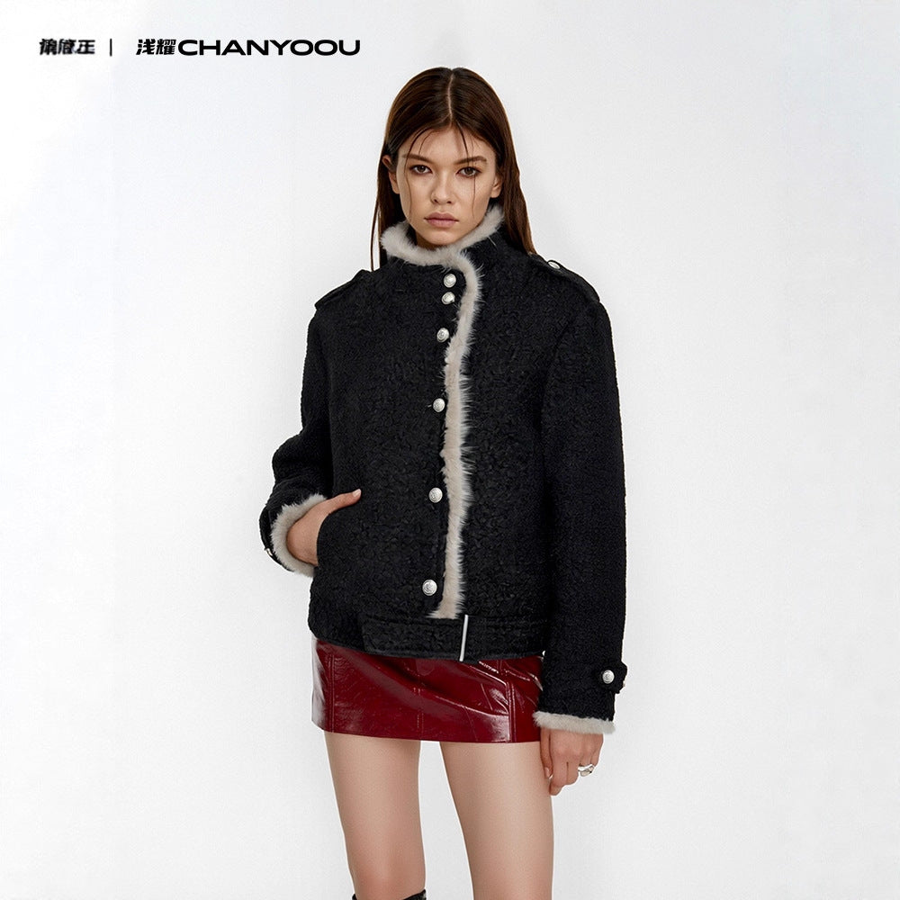 CHANYOOU Retro Stand-up Collar Short Jacket