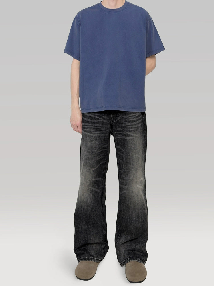 PLUS NO LOGO Washed and Old Casual Loose Tee