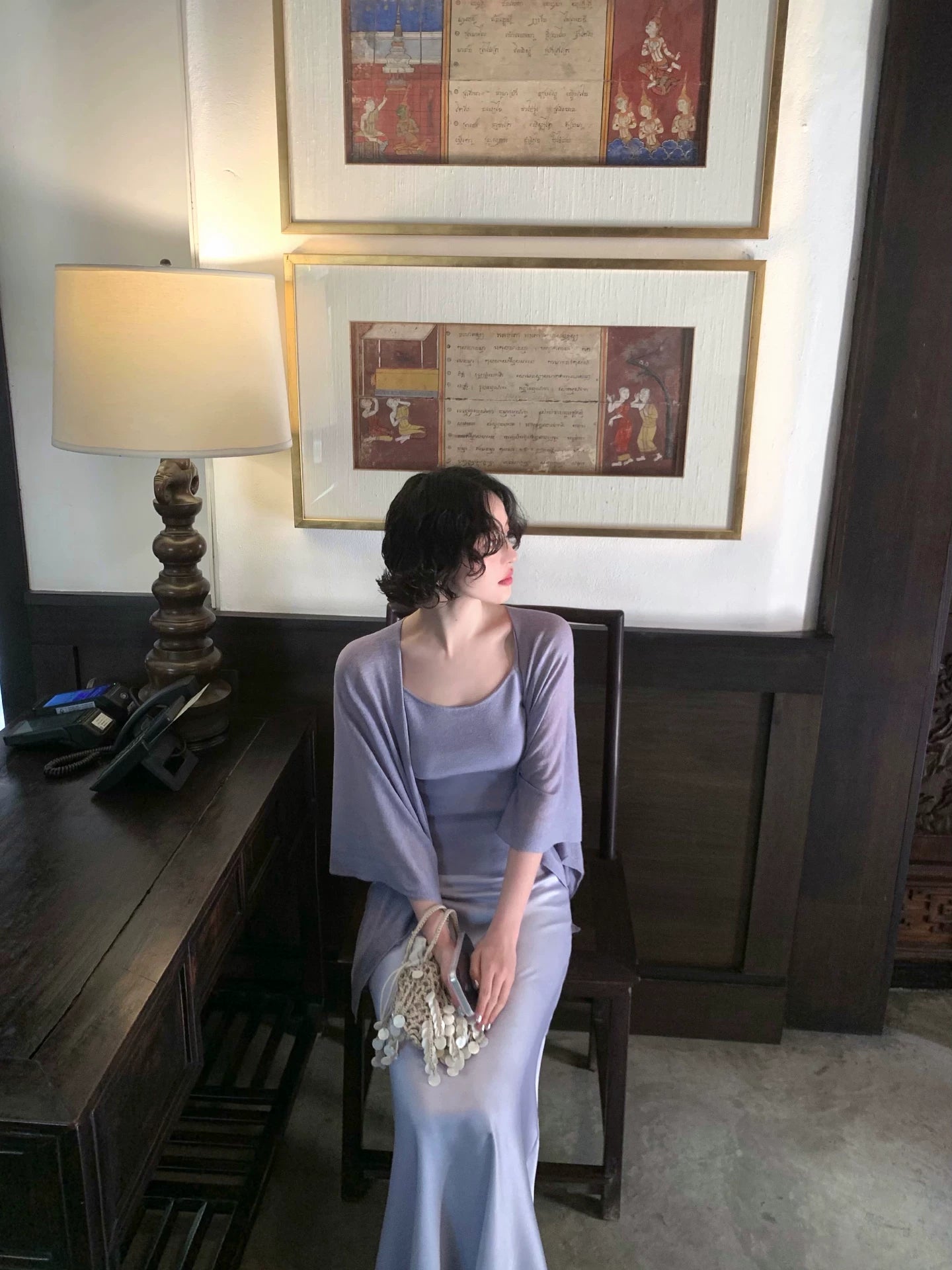 KELIFAN Vintage Suspender Blouse Set