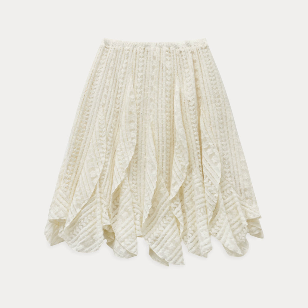 EGGKA Irregular Ruffle-edged Lace Skirt