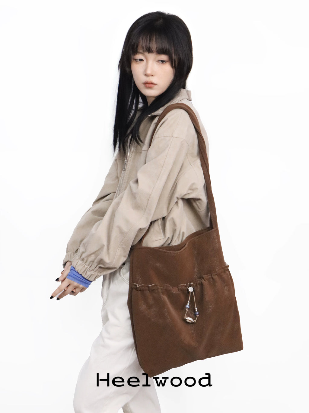 Heelwood Pleated Beaded Shoulder Bag