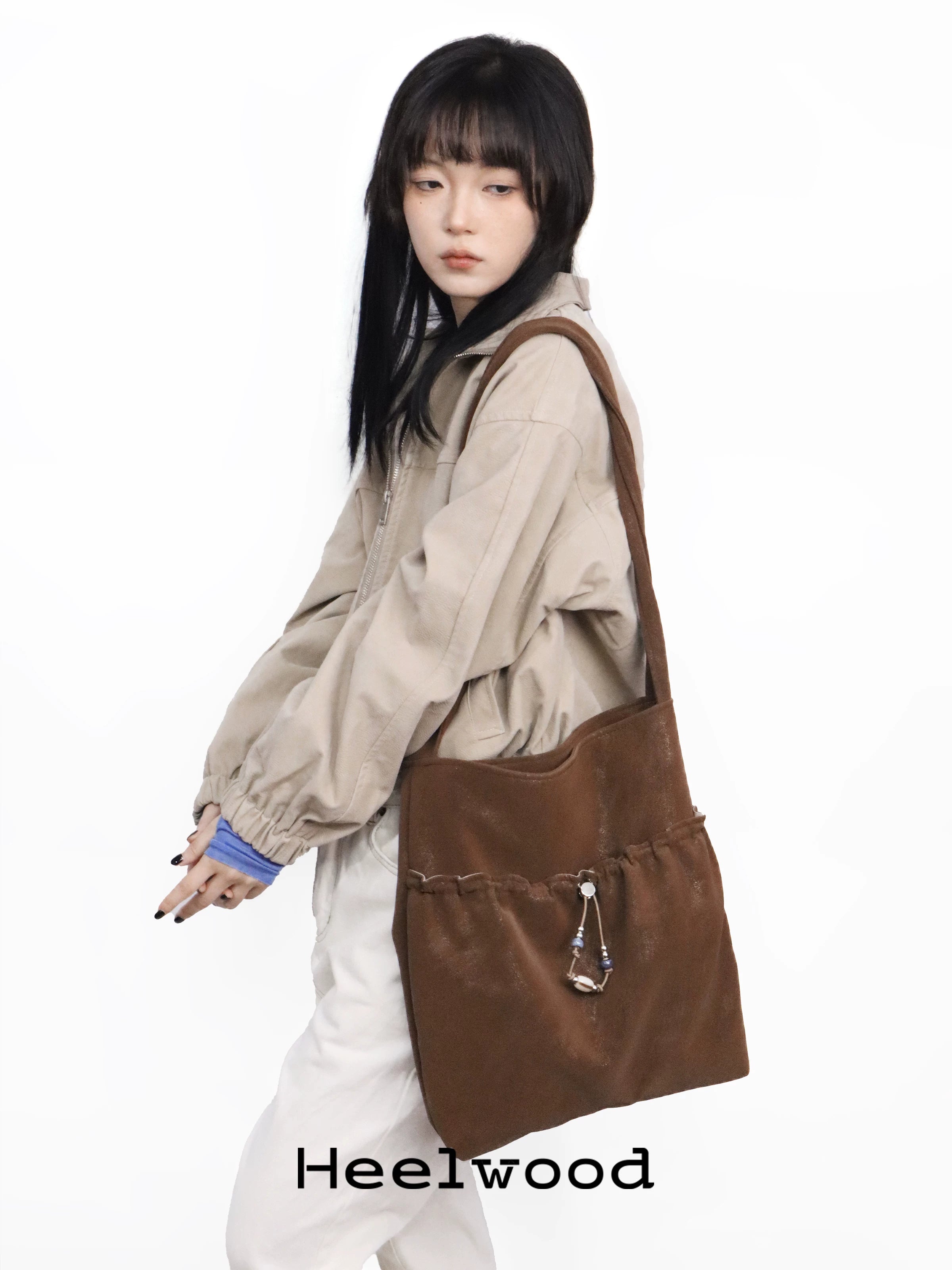 Heelwood Pleated Beaded Shoulder Bag