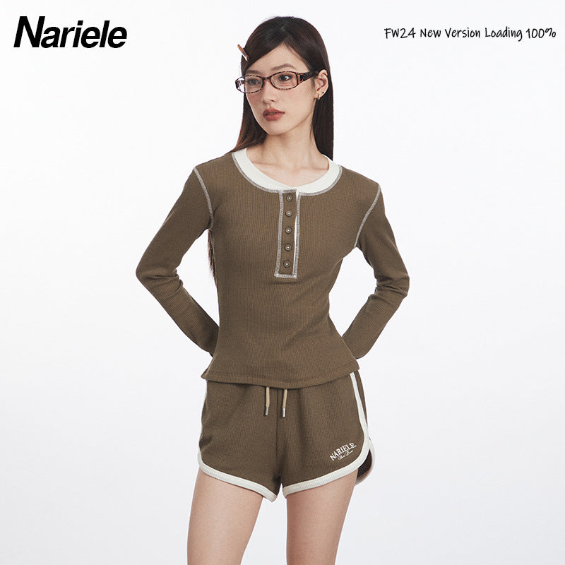 Nariele Babes Fake Two Piece Splicing Long Sleeve