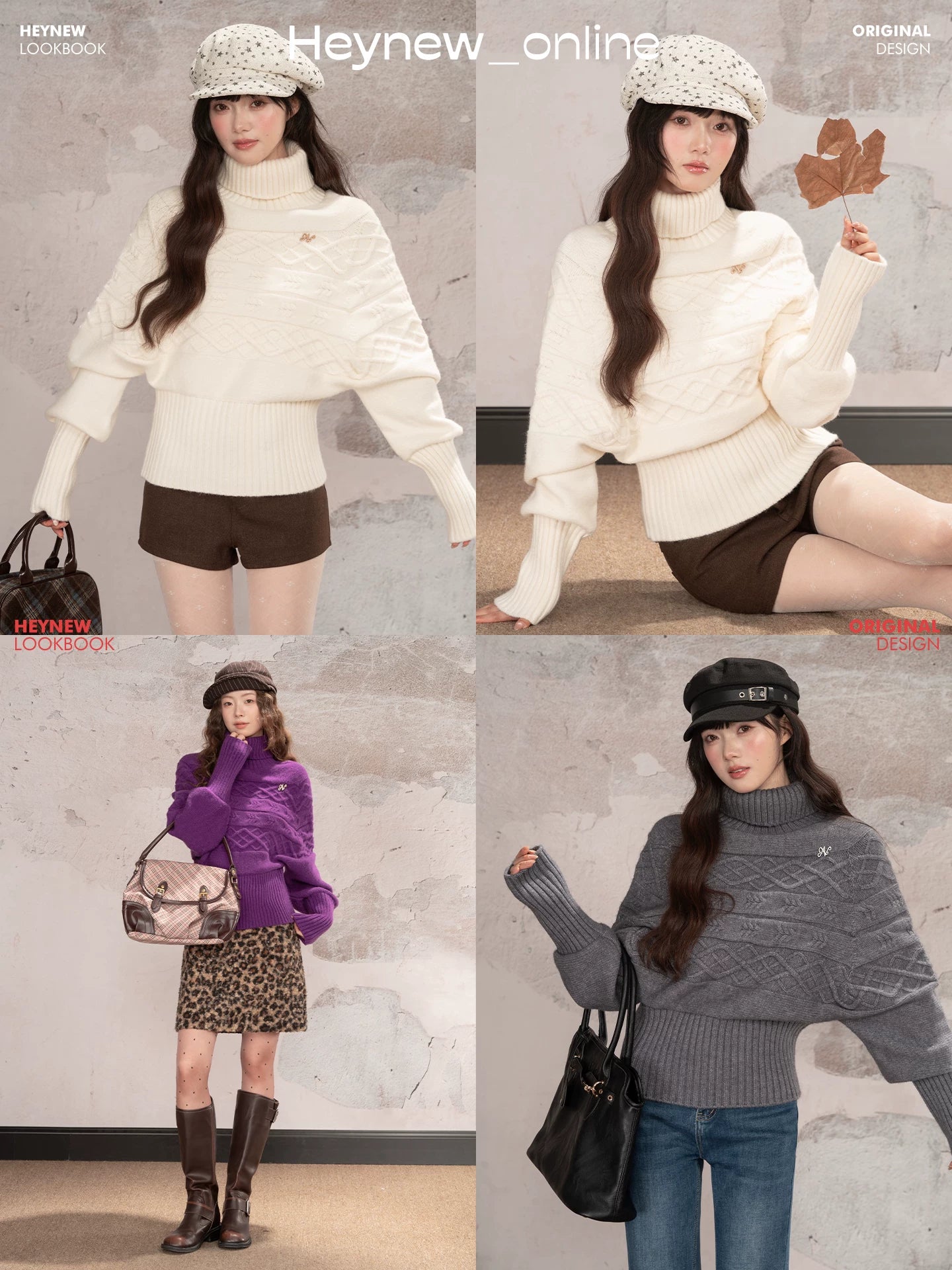 LOVEHEYNEW Turtleneck Lazy Temperament Waist and Thin Sweater