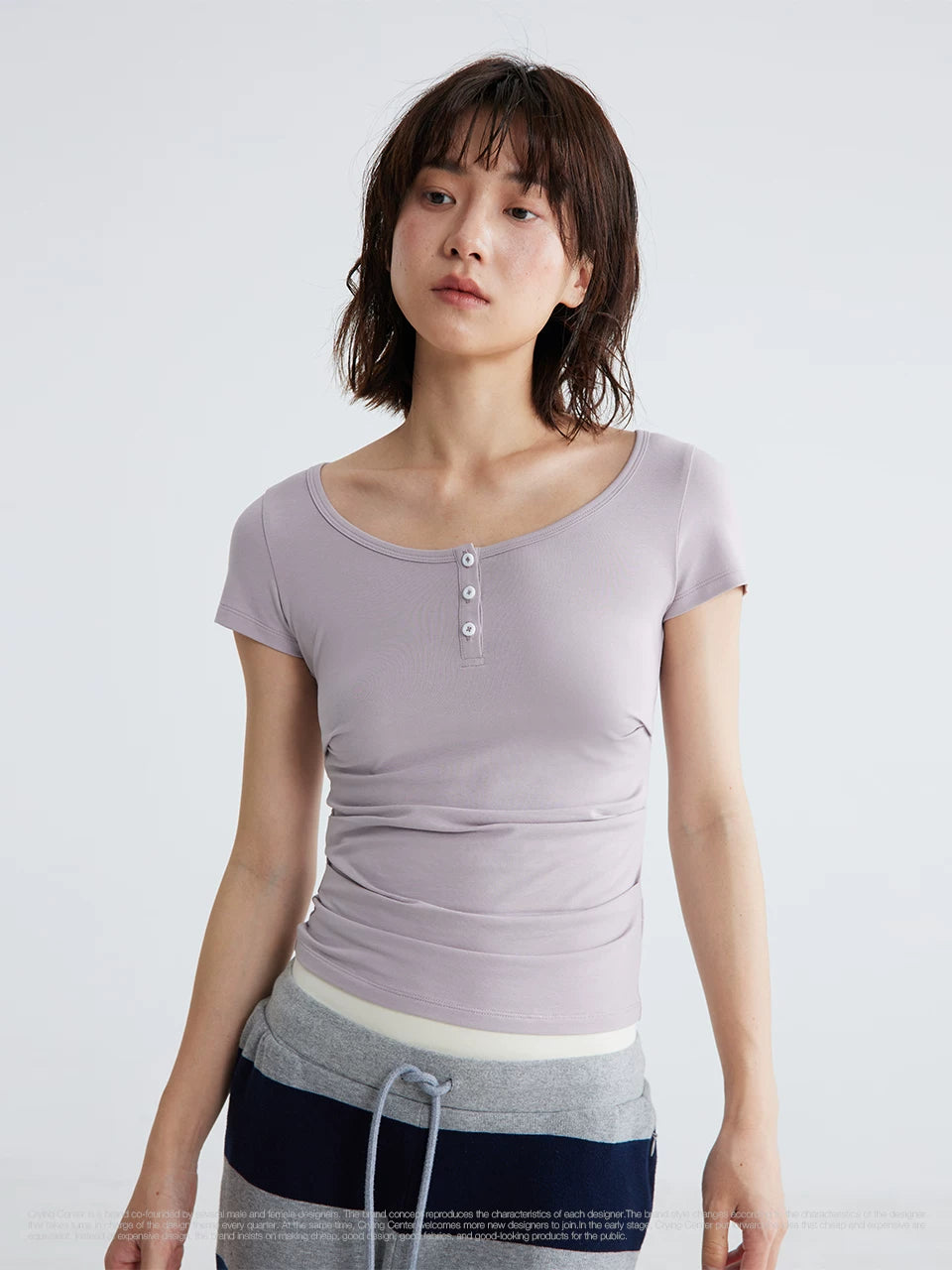 CryingCenter Round Neck Pleated Tee
