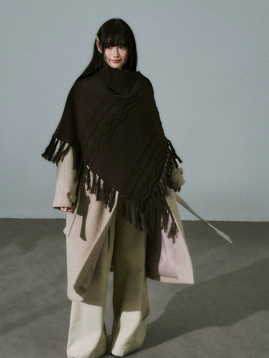 LOST FOREST Handmade Versatile Fringed Shawl Cape