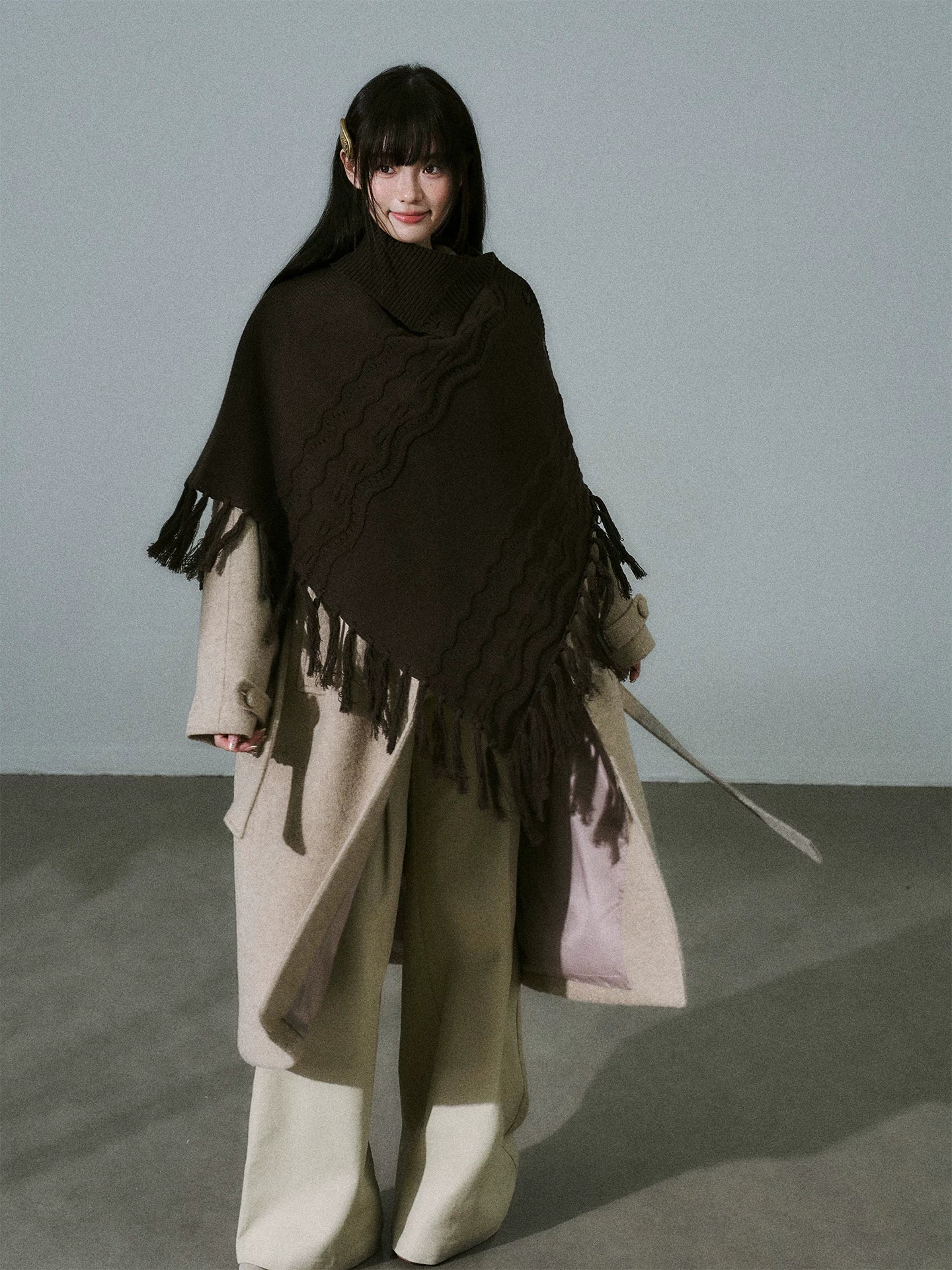 LOST FOREST Handmade Versatile Fringed Shawl Cape