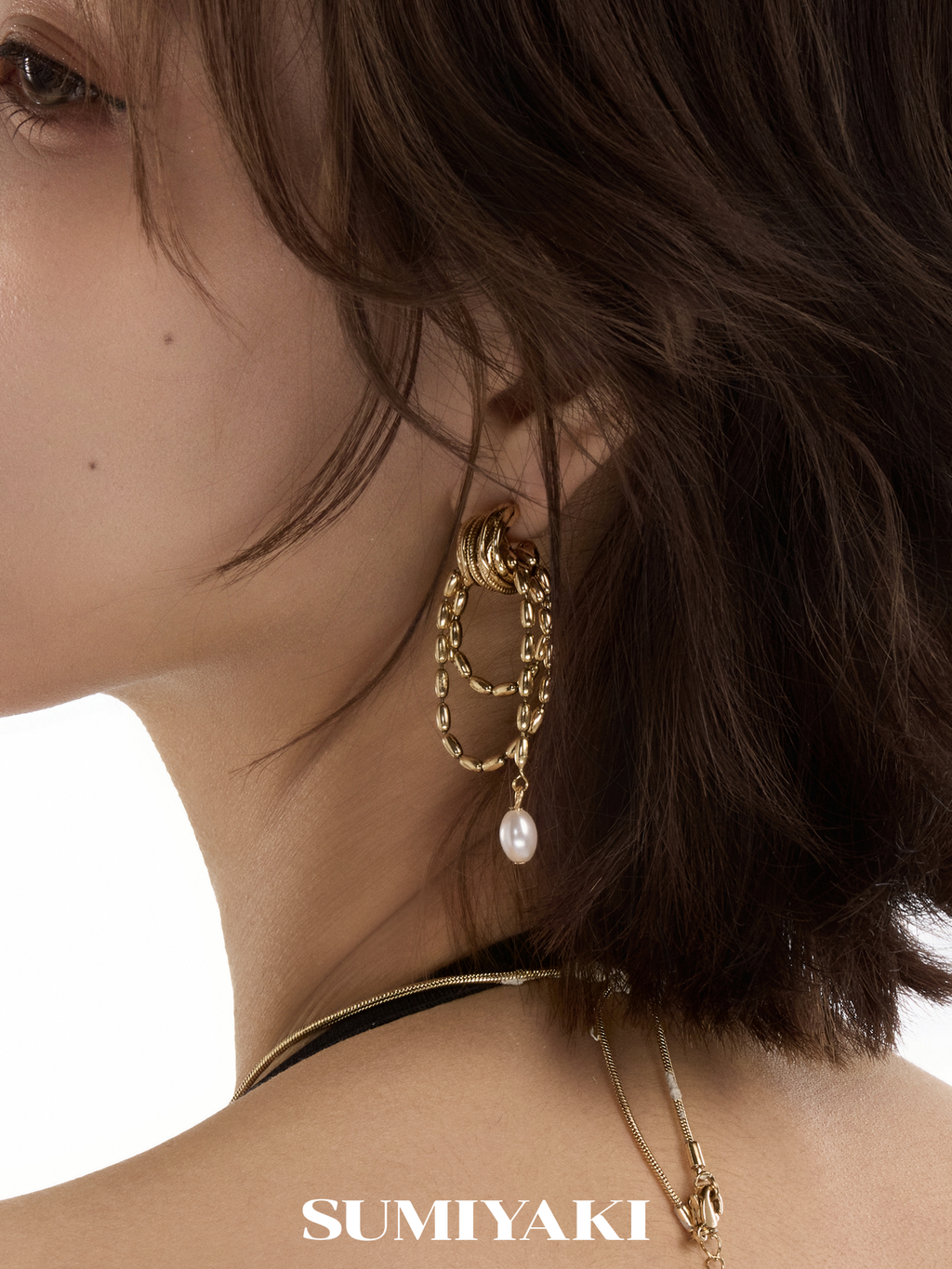 SUMIYAKI Multi-layer Chain-wound Pearl Earrings