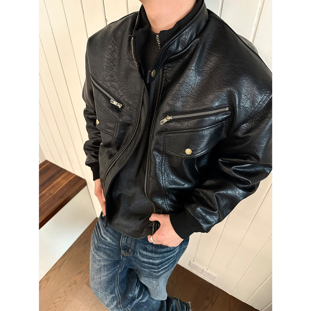 Eme Vintage Pu Leather Cotton Jacket