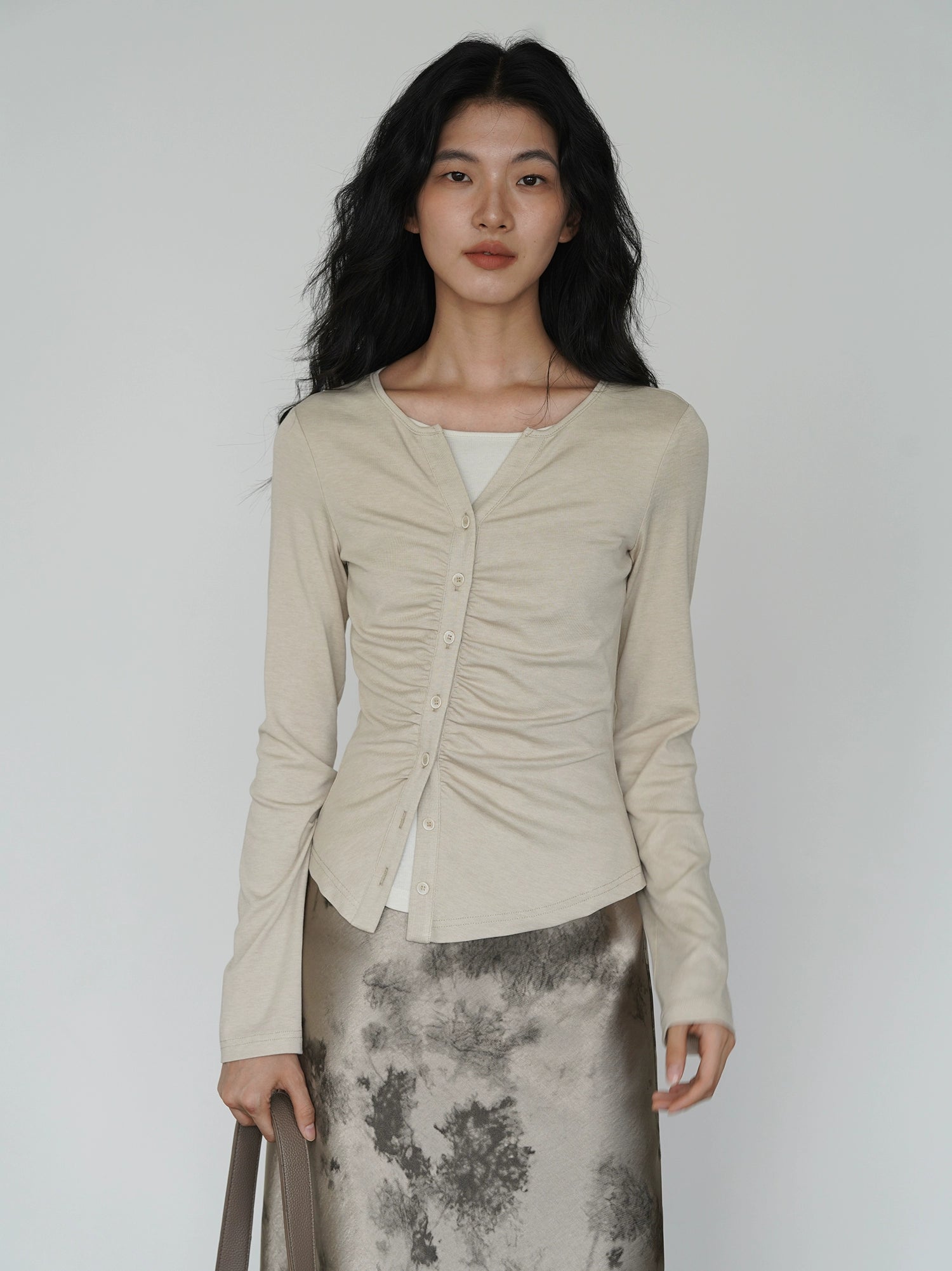 EIGHTHMONTH Fake Two-piece Slim-fit Pleated Waist Long Sleeve