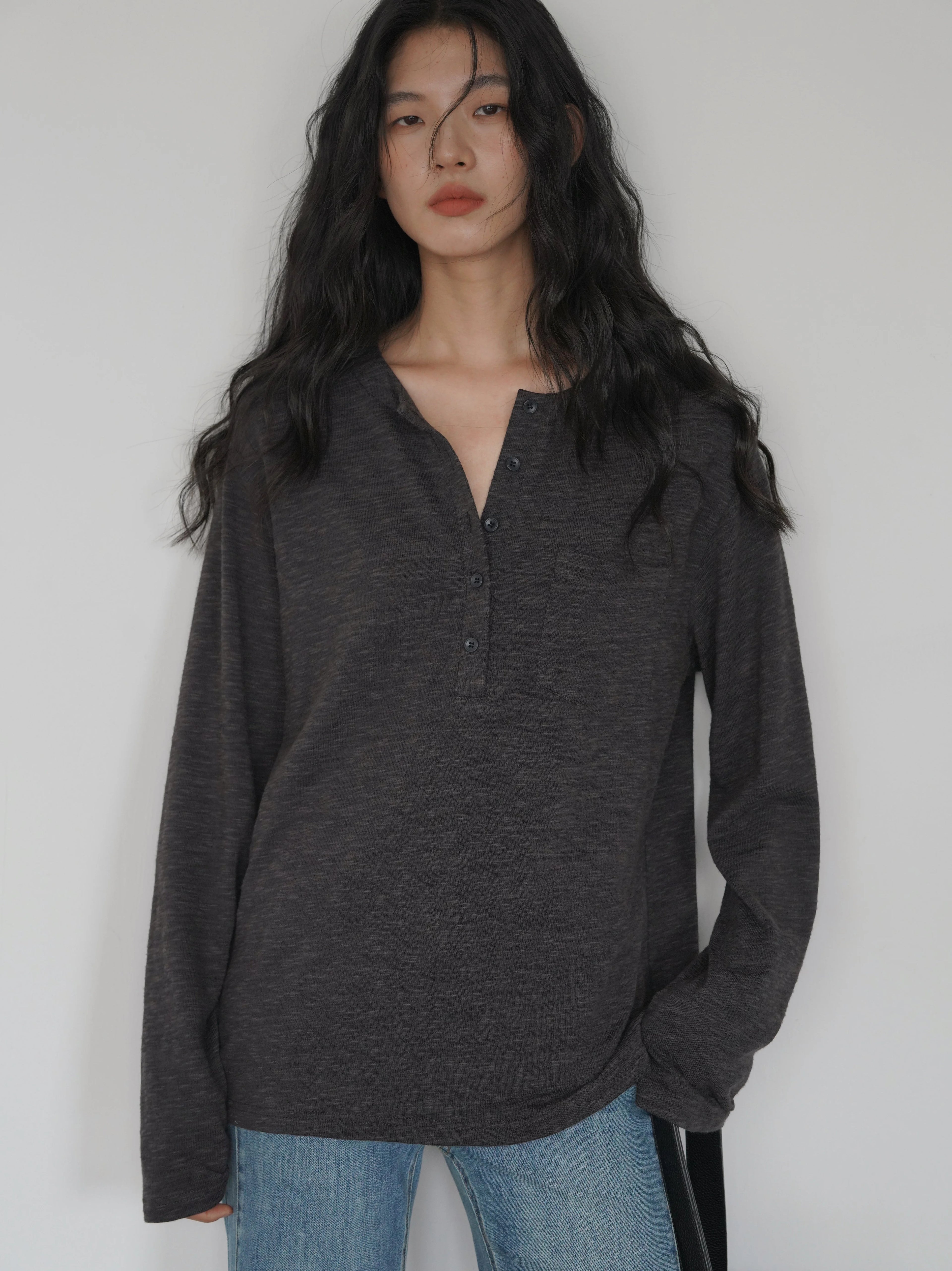 EIGHTHMONTH Korean Lazy Style V-neck Long Sleeve