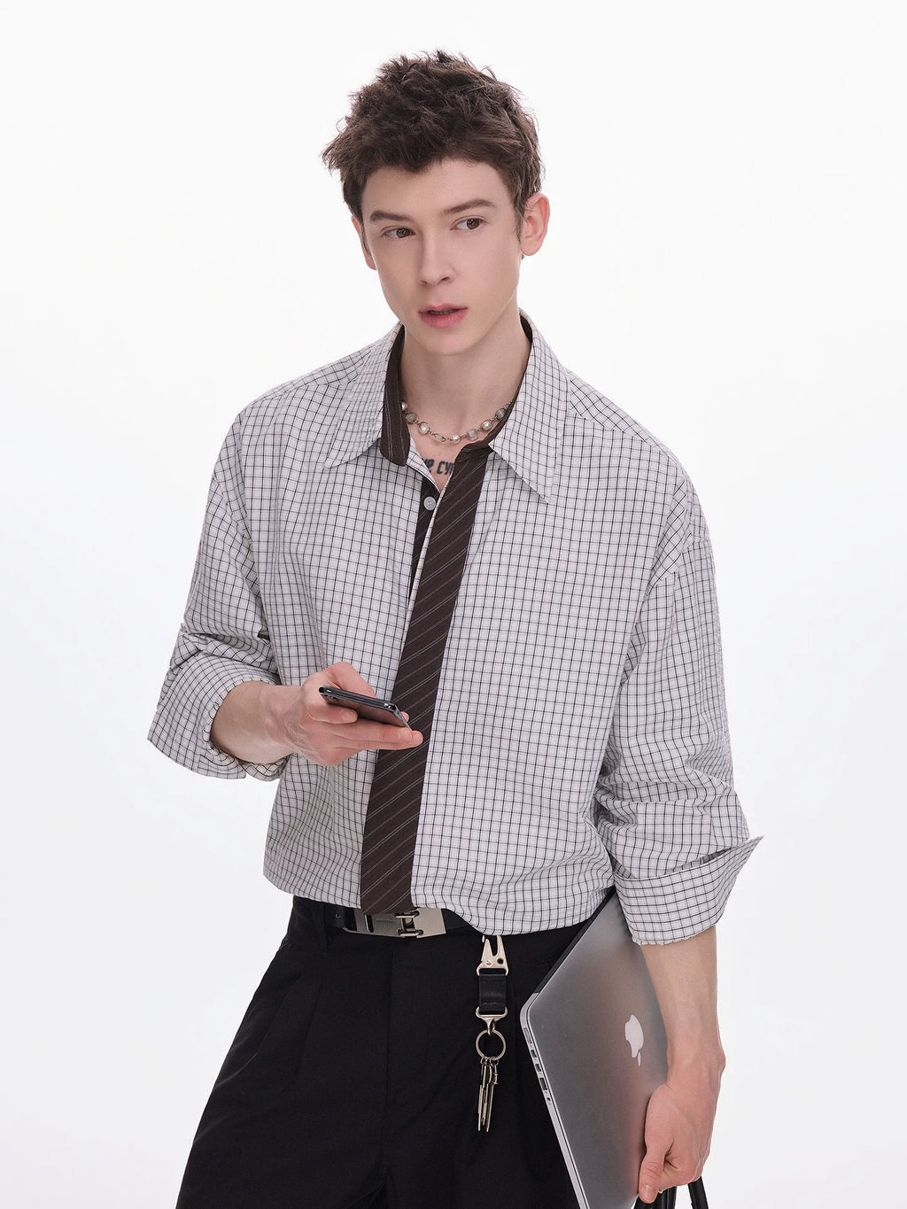 CHOR Vintage Plaid Tie Shirt