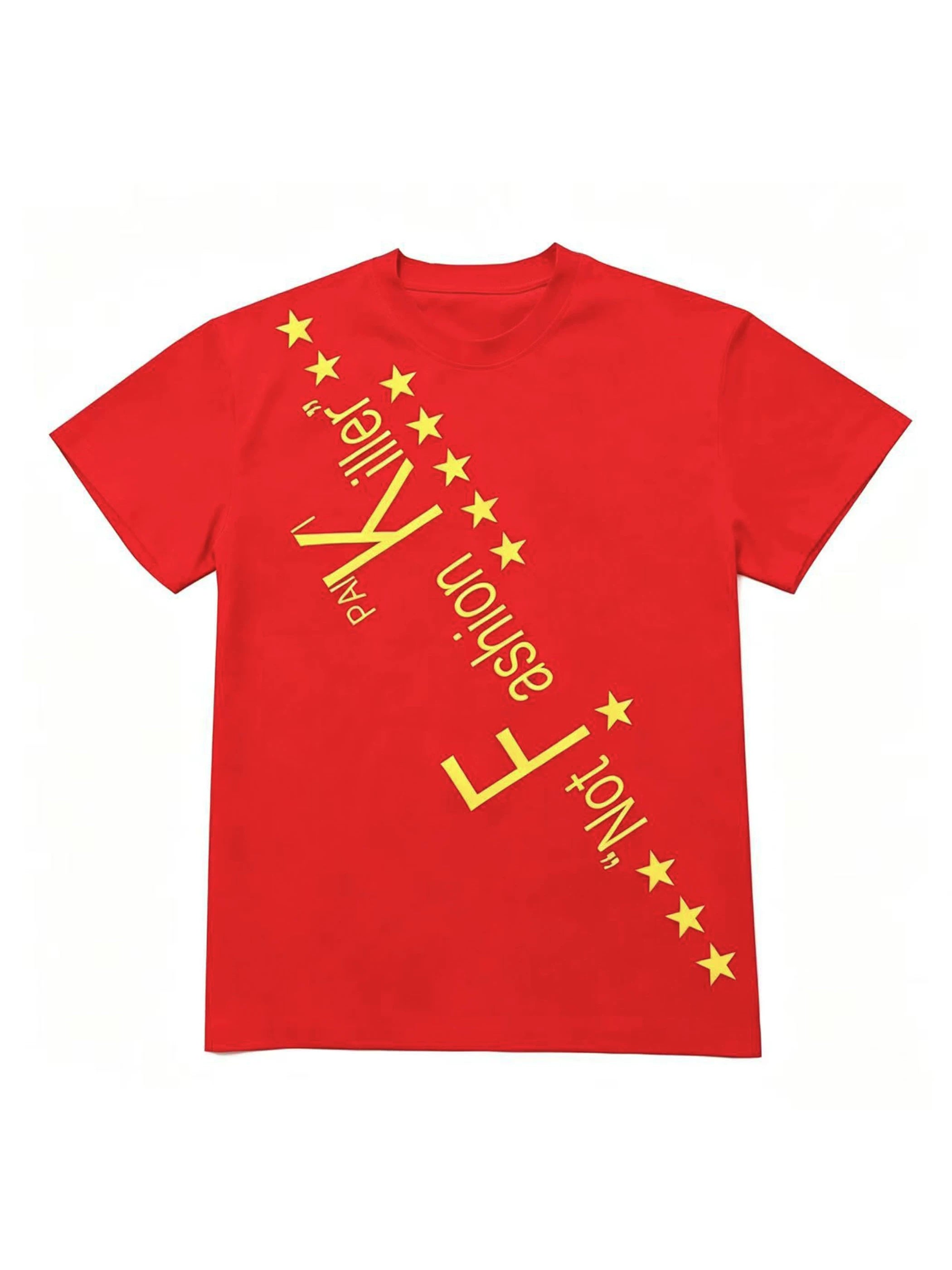 PAIKI English Tagline Front Shoulder Casual Tee