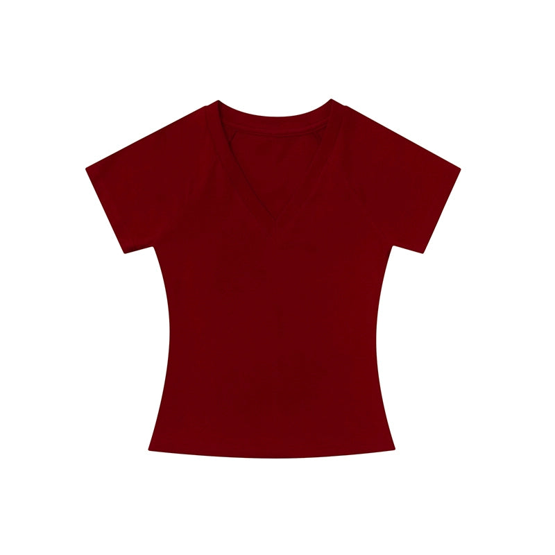 AIRHOOD Simple  Slim Low V Neck Tee