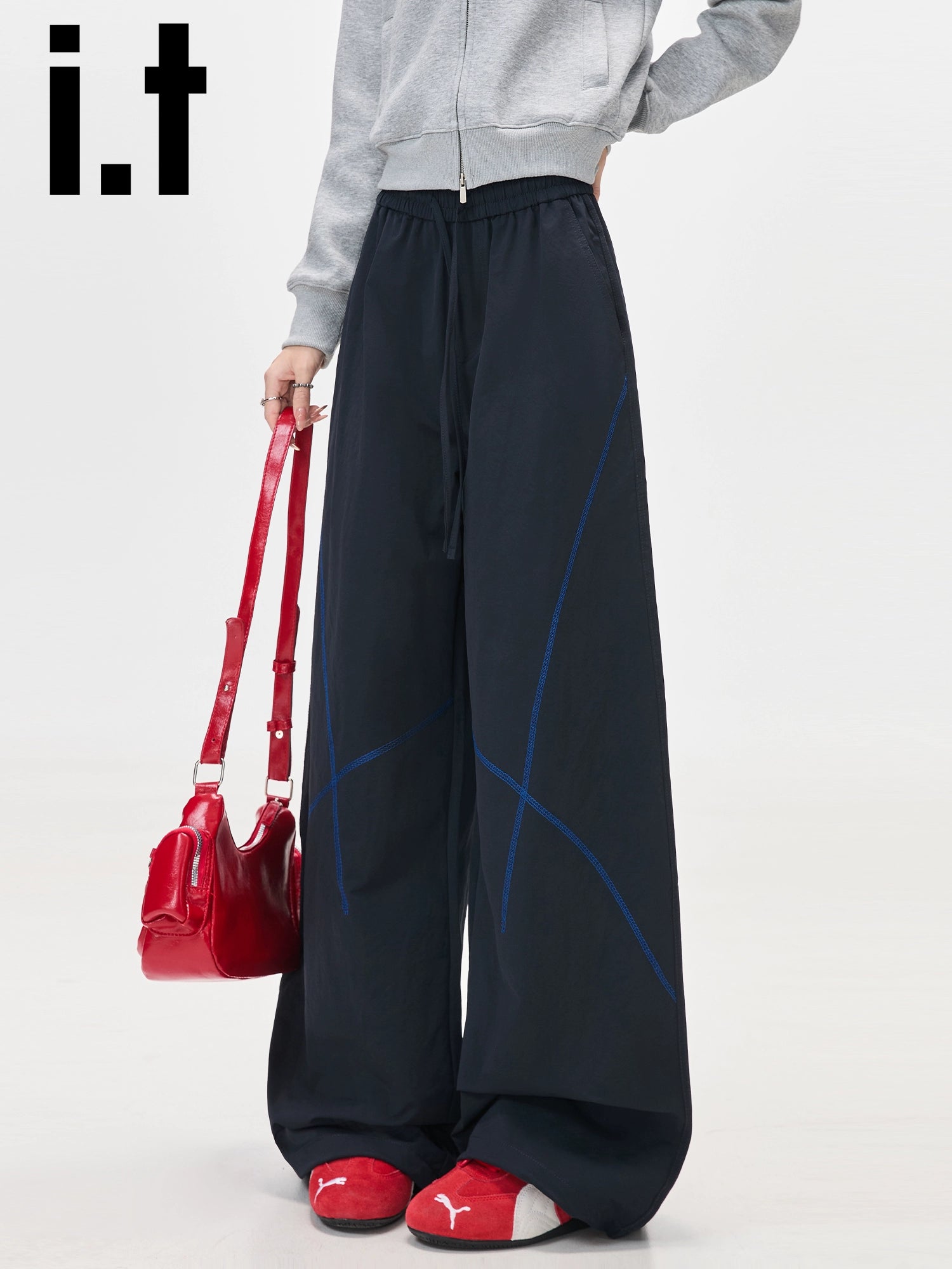 IT: CHOCOOLATE Striped Loose Wide Leg Pants