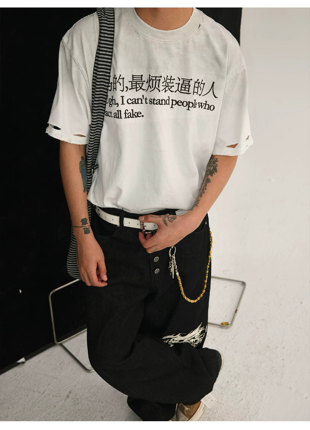 CoosRetro Ripped Fun Printed Loose Tee