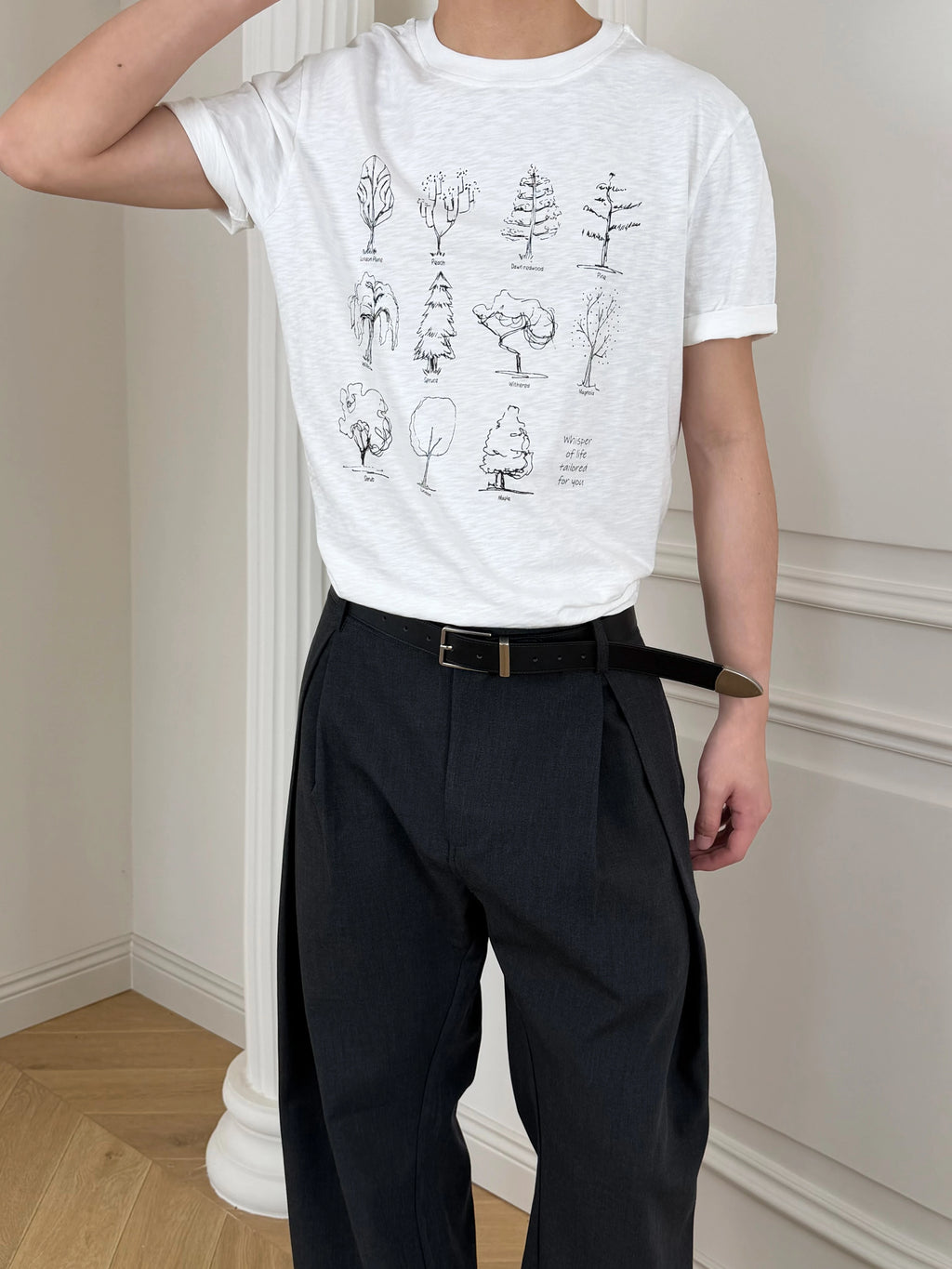 Stay The Night Slogan Trees, Printed Shoulder Tee