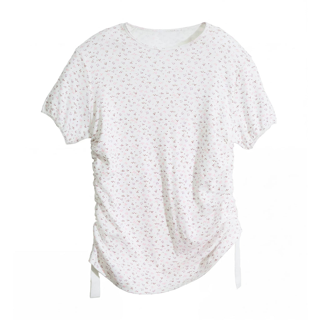 JIKOO Floral Round Neck Loose and Thin Tee