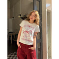 CCYE Embroidered Front Shoulder Lace Round Neck Tee