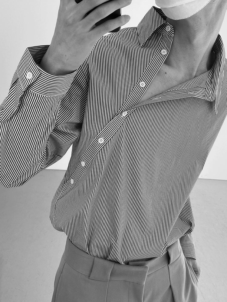 COLN Korean Loose Striped Shirt