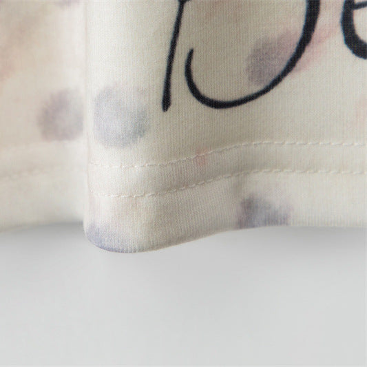 Nariele European and American Bear Letter Print Short Tee