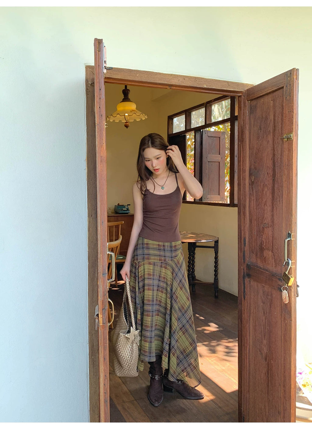 KANO Vintage Plaid Dot Skirt