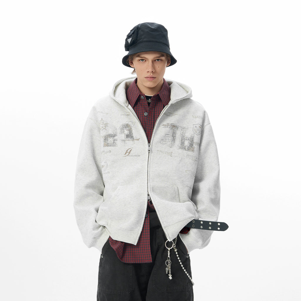 JHYQ Retro Letter Print Hoodie