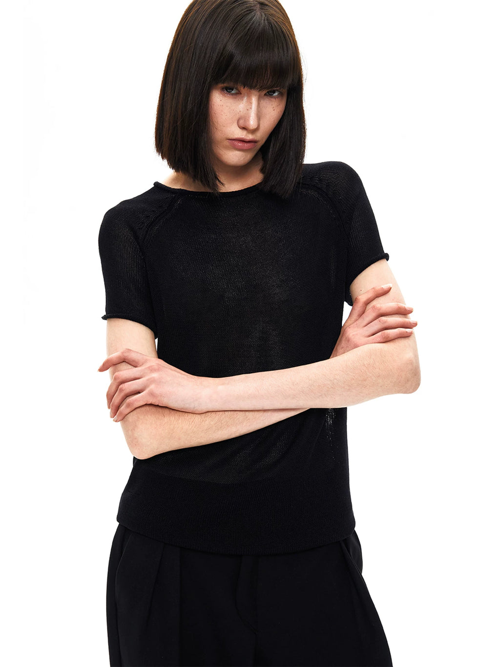 Slight Vogue Curled Lazy Textured Tee